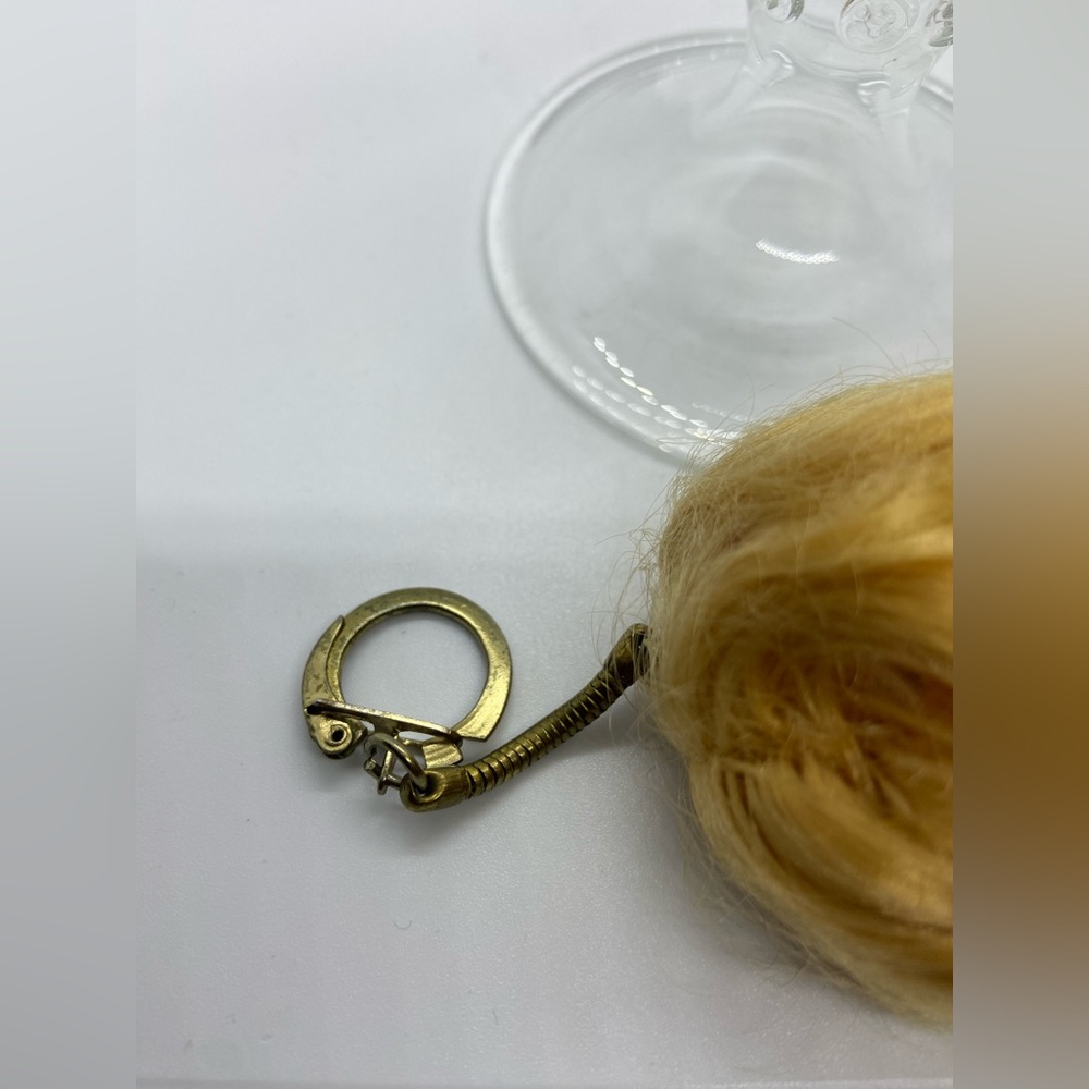 Vintage Barbie Doll Head Only Keychain Real Rabbit Tail Fur Blonde Wendy Clone - Picture 6 of 11